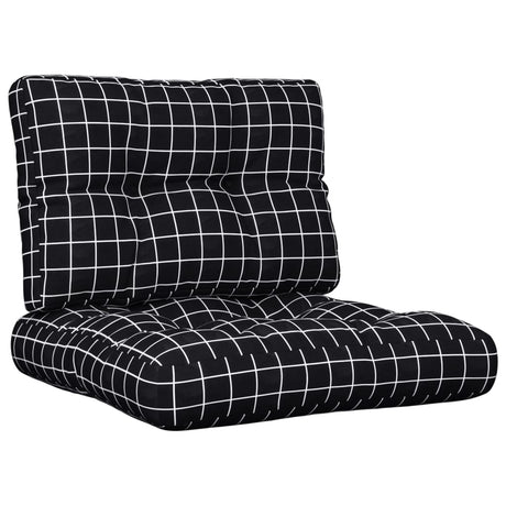 VidaXL coussins de palette 2 pcs tissu motif losange noir