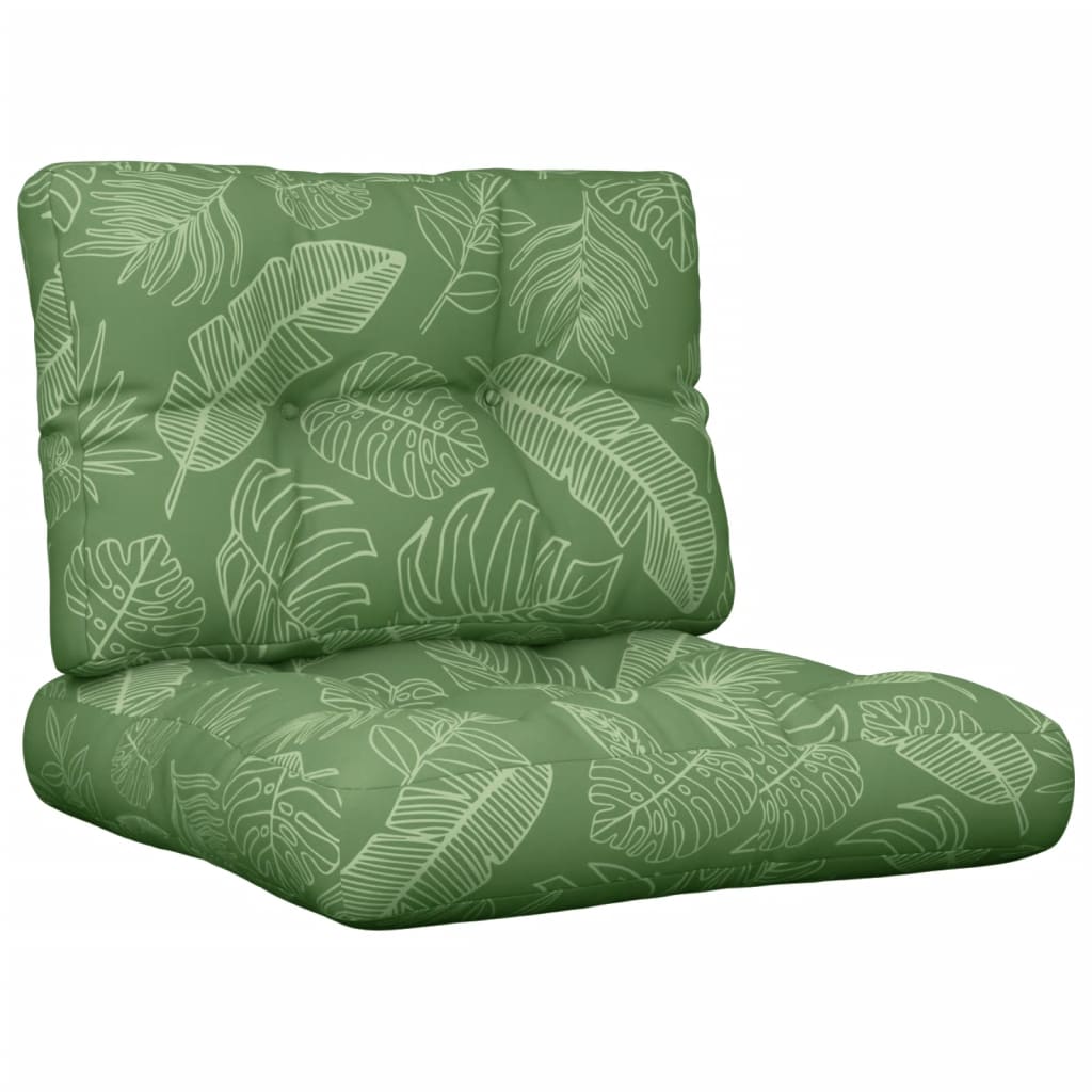VidaXL coussins de palette 2 pcs tissu motif feuille