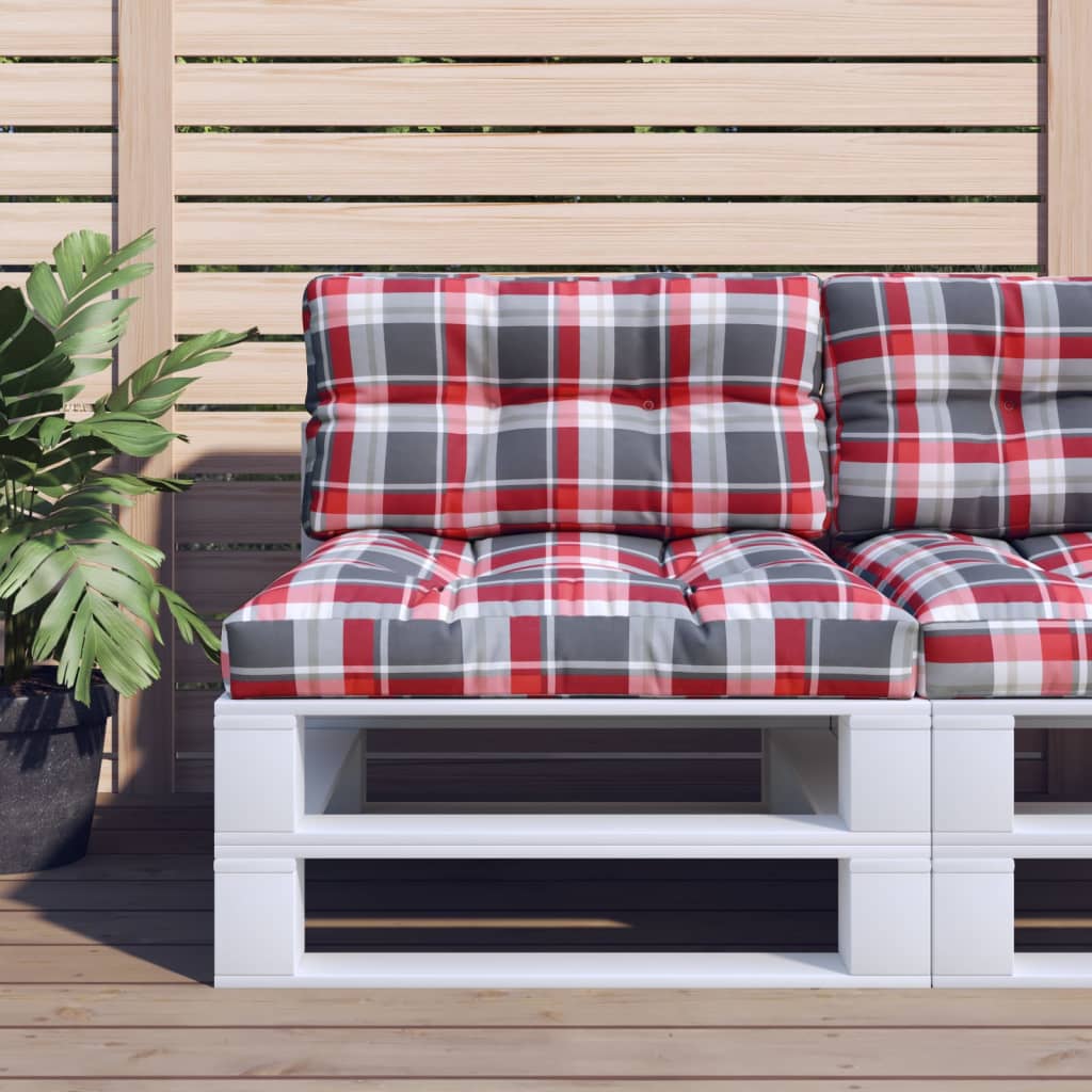 VidaXL Coussins de palette 2 pcs tissu motif losange rouge
