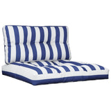 VidaXL coussins de palette 2 pcs tissu rayé blanc et bleu