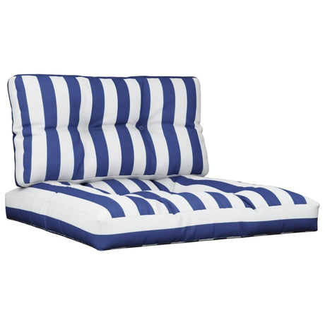 VidaXL coussins de palette 2 pcs tissu rayé blanc et bleu