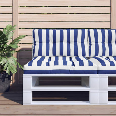 VidaXL coussins de palette 2 pcs tissu rayé blanc et bleu