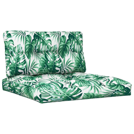 VidaXL coussins de palette 2 pcs tissu motif feuille