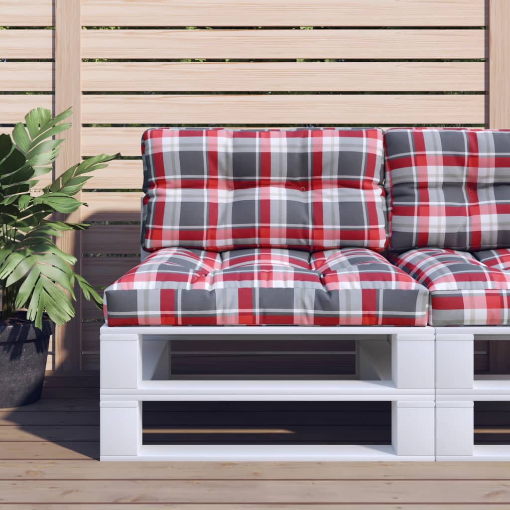 VidaXL coussins de palette 2 pcs tissu motif losange rouge