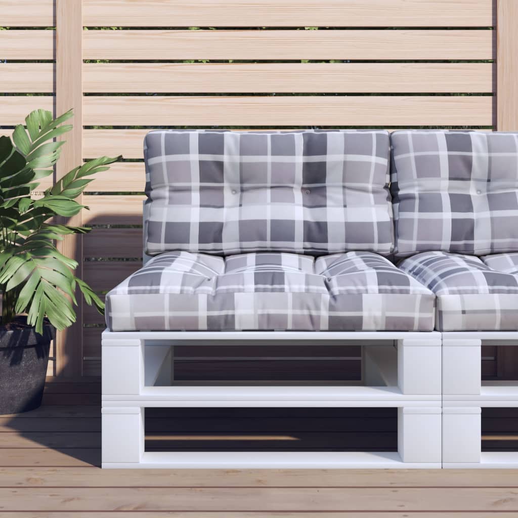 VidaXL coussins de palette 2 pcs tissu à motif losange gris