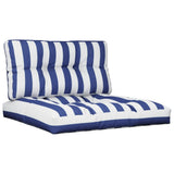 VidaXL coussins de palette 2 pcs tissu rayé blanc et bleu