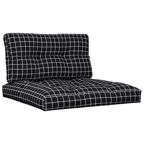 VidaXL coussins de palette 2 pcs tissu motif losange noir