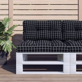 VidaXL coussins de palette 2 pcs tissu motif losange noir