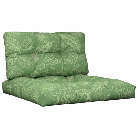VidaXL coussins de palette 2 pcs tissu motif feuille