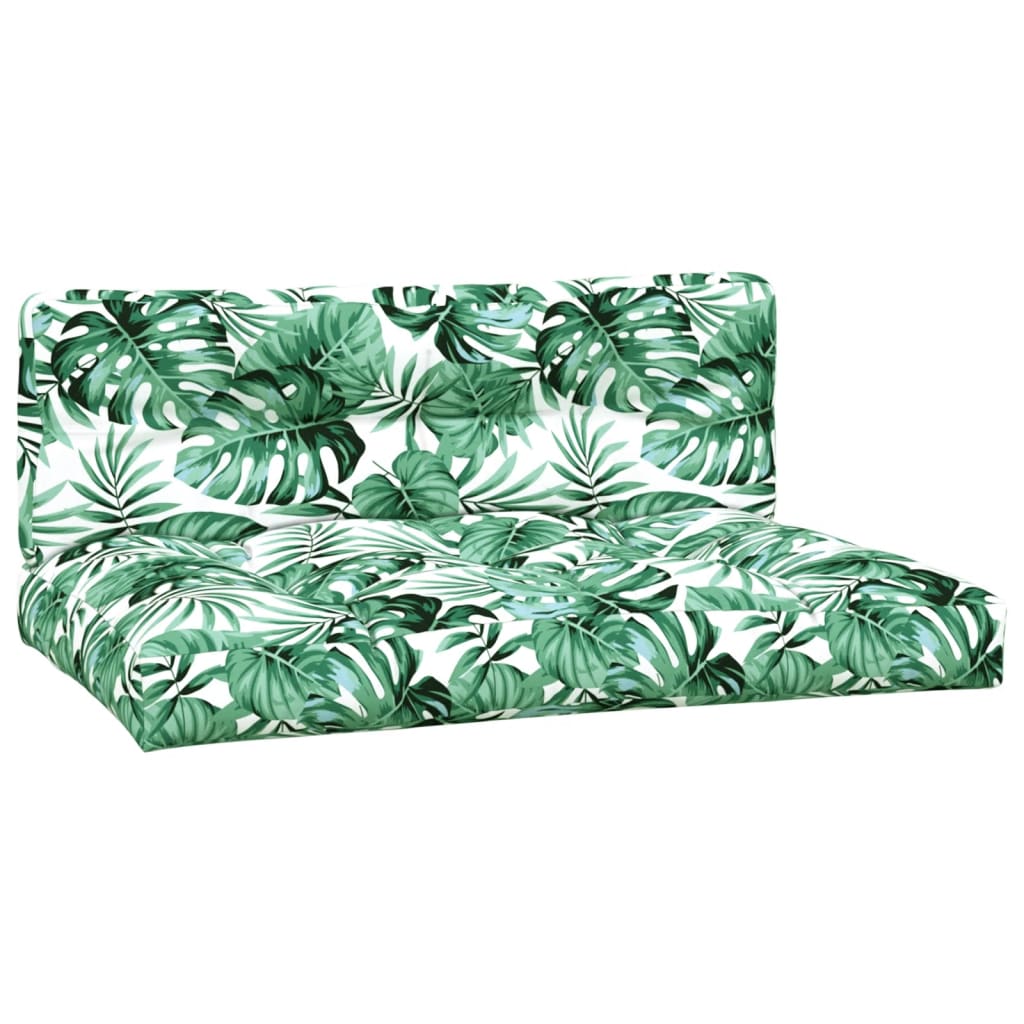 VidaXL coussins de palette 2 pcs tissu motif feuille