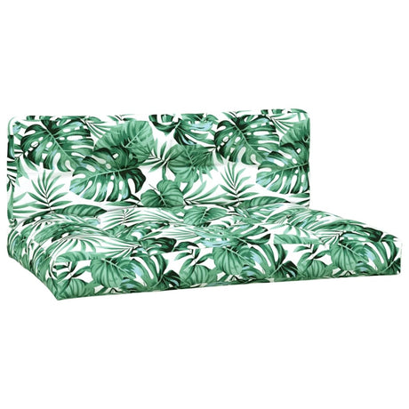 VidaXL coussins de palette 2 pcs tissu motif feuille