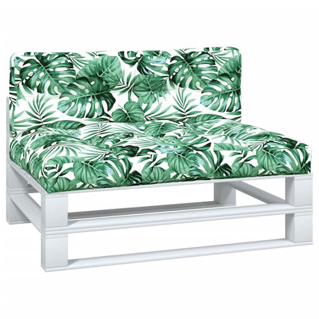 VidaXL coussins de palette 2 pcs tissu motif feuille