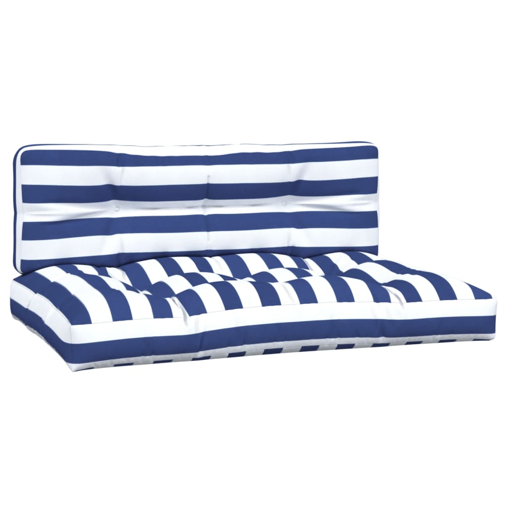 VidaXL coussins de palette 2 pcs tissu rayé blanc et bleu