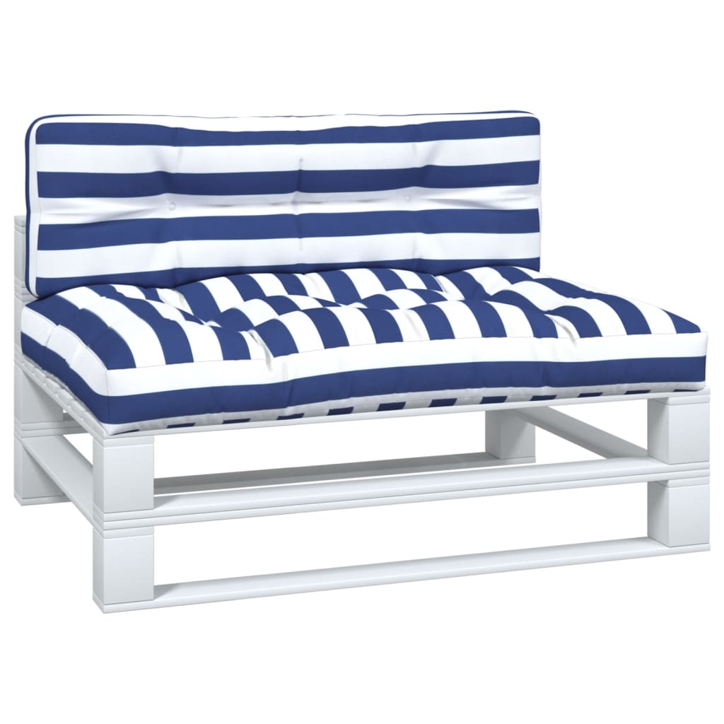 VidaXL coussins de palette 2 pcs tissu rayé blanc et bleu