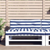 VidaXL coussins de palette 2 pcs tissu rayé blanc et bleu