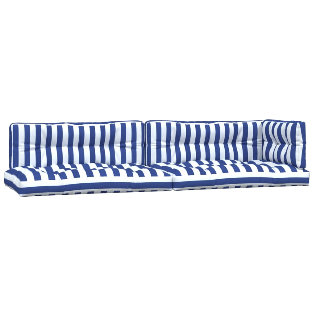 VidaXL coussins de palette 5 pcs tissu rayé blanc et bleu
