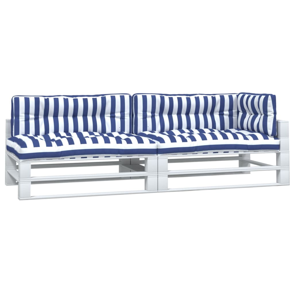 VidaXL coussins de palette 5 pcs tissu rayé blanc et bleu