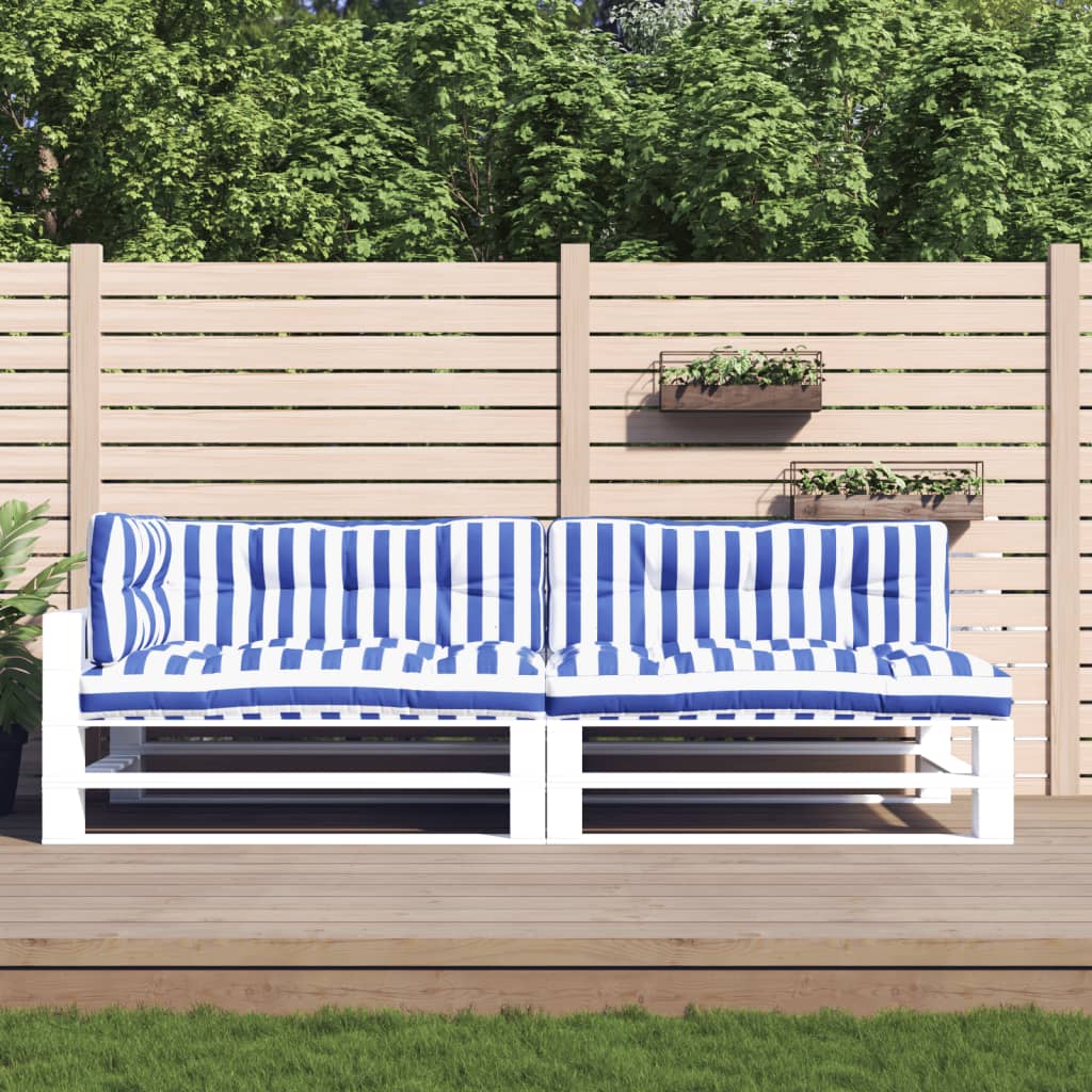 VidaXL coussins de palette 5 pcs tissu rayé blanc et bleu
