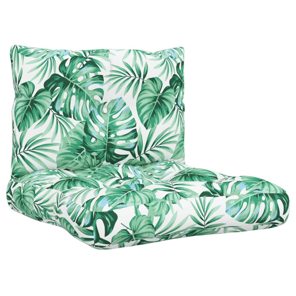 VidaXL Coussins de palette 2 pcs tissu motif feuille