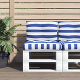 Vidaxl Pallet Cushions 2 Stripped Oxford tissu blanc et bleu