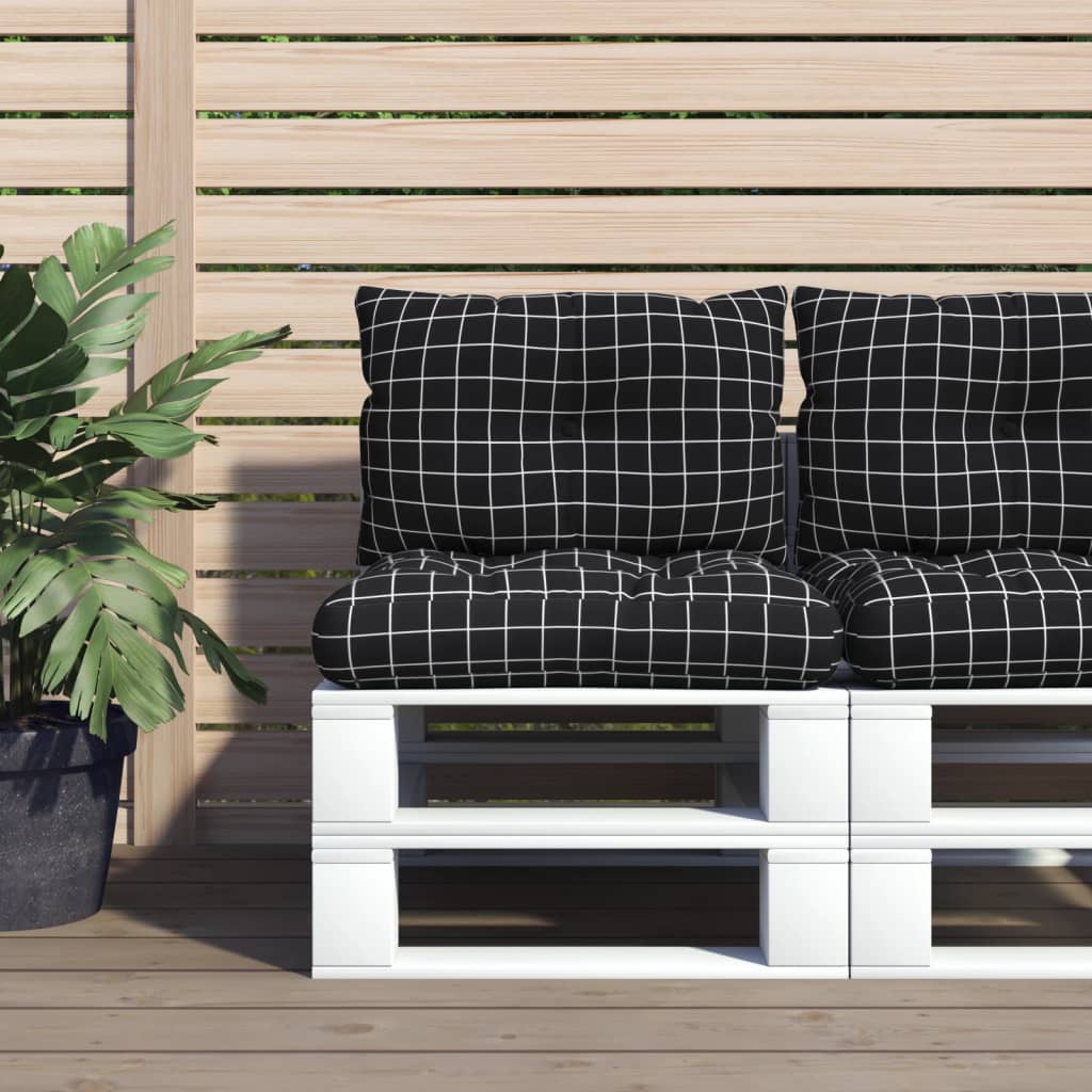 VidaXL Coussins de palette 2 pcs motif losange tissu oxford noir