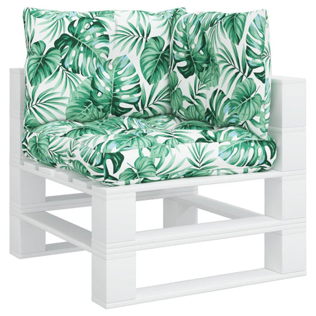 VidaXL coussins de palette 3 pcs motif de feuilles en tissu