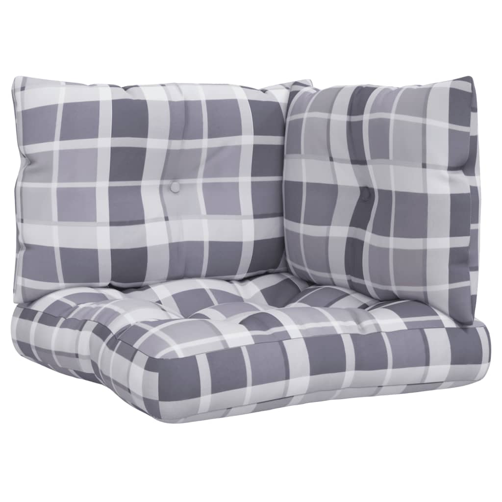 VidaXL coussins de palette 3 pcs tissu motif losange gris
