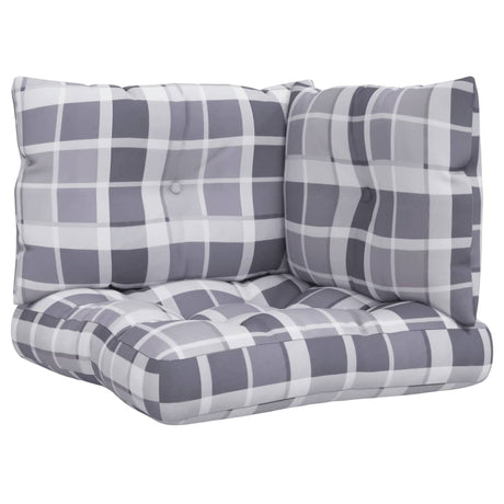 VidaXL coussins de palette 3 pcs tissu motif losange gris