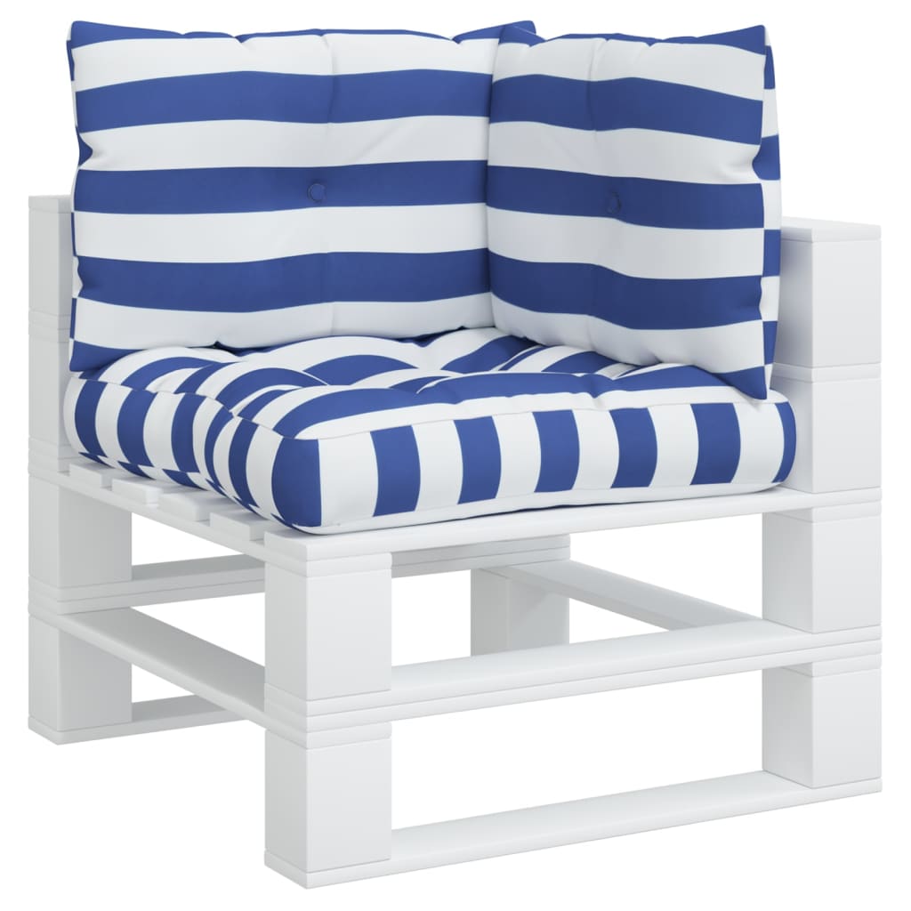 VidaXL coussins de palette 3 pcs tissu oxford rayé blanc et bleu