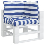VidaXL coussins de palette 3 pcs tissu oxford rayé blanc et bleu