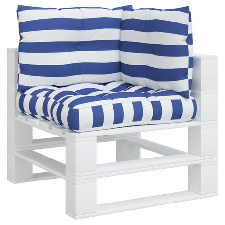 VidaXL coussins de palette 3 pcs tissu oxford rayé blanc et bleu