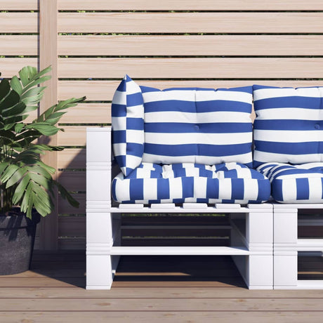 VidaXL coussins de palette 3 pcs tissu oxford rayé blanc et bleu