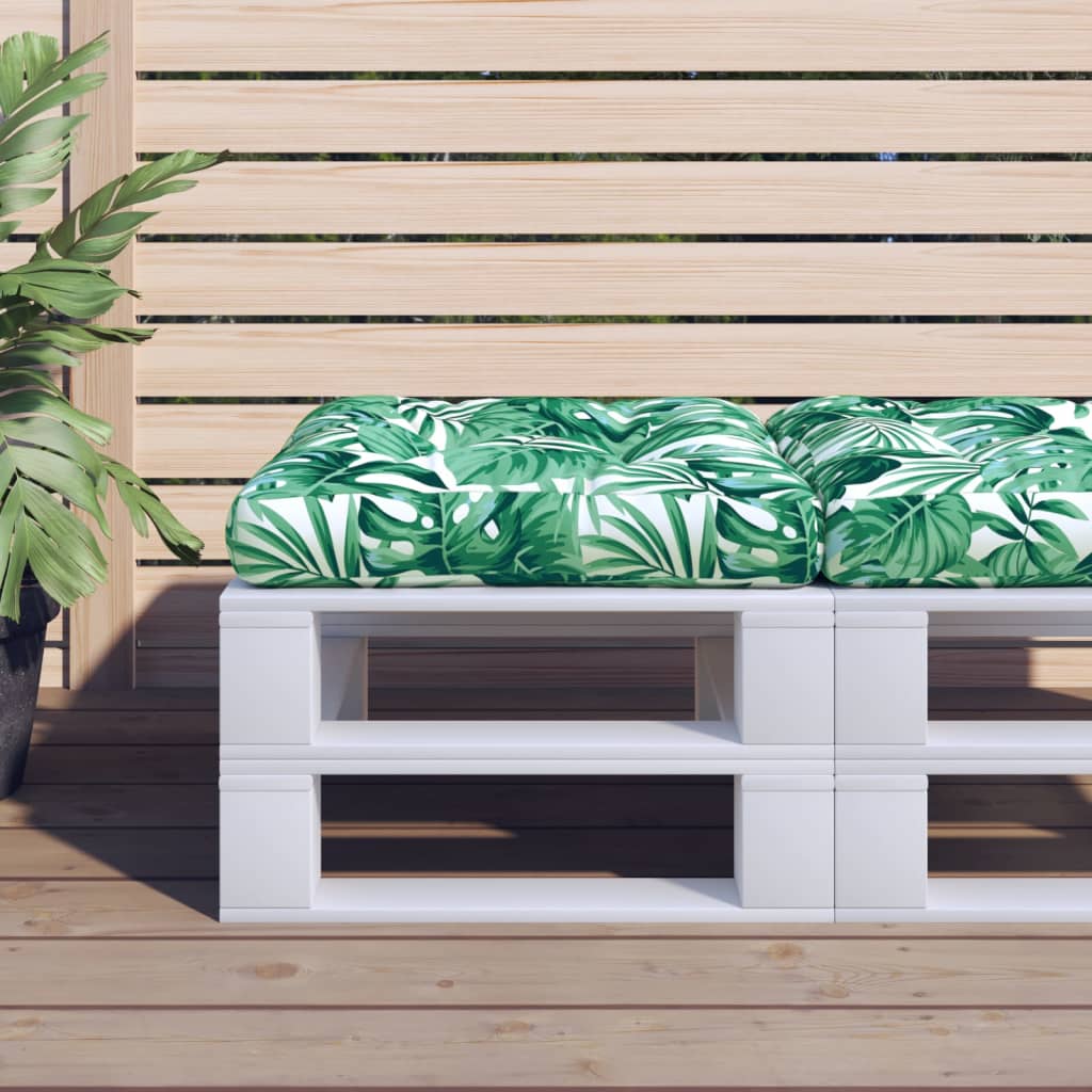 VidaXL coussin palette 58x58x10 cm tissu motif feuille