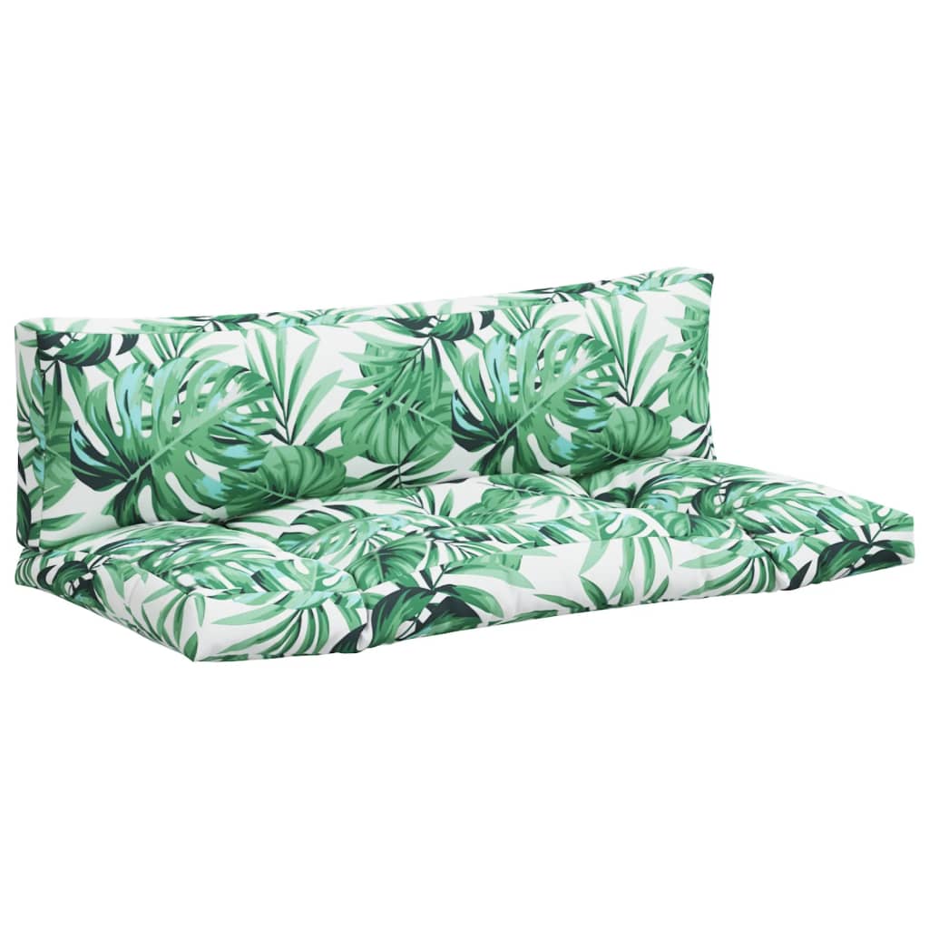 VidaXL coussins de palette 2 pcs tissu motif feuille