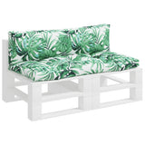 VidaXL coussins de palette 2 pcs tissu motif feuille
