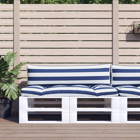 VidaXL coussins de palette 2 pcs tissu oxford rayé blanc et bleu