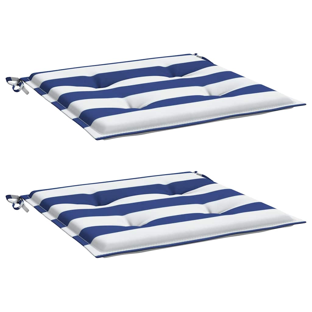 VidaXL coussins de chaise de jardin 2 pcs rayé 40x40x4 cm tissu blanc et bleu
