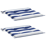 VidaXL coussins de chaise de jardin 2 pcs rayé 40x40x4 cm tissu blanc et bleu