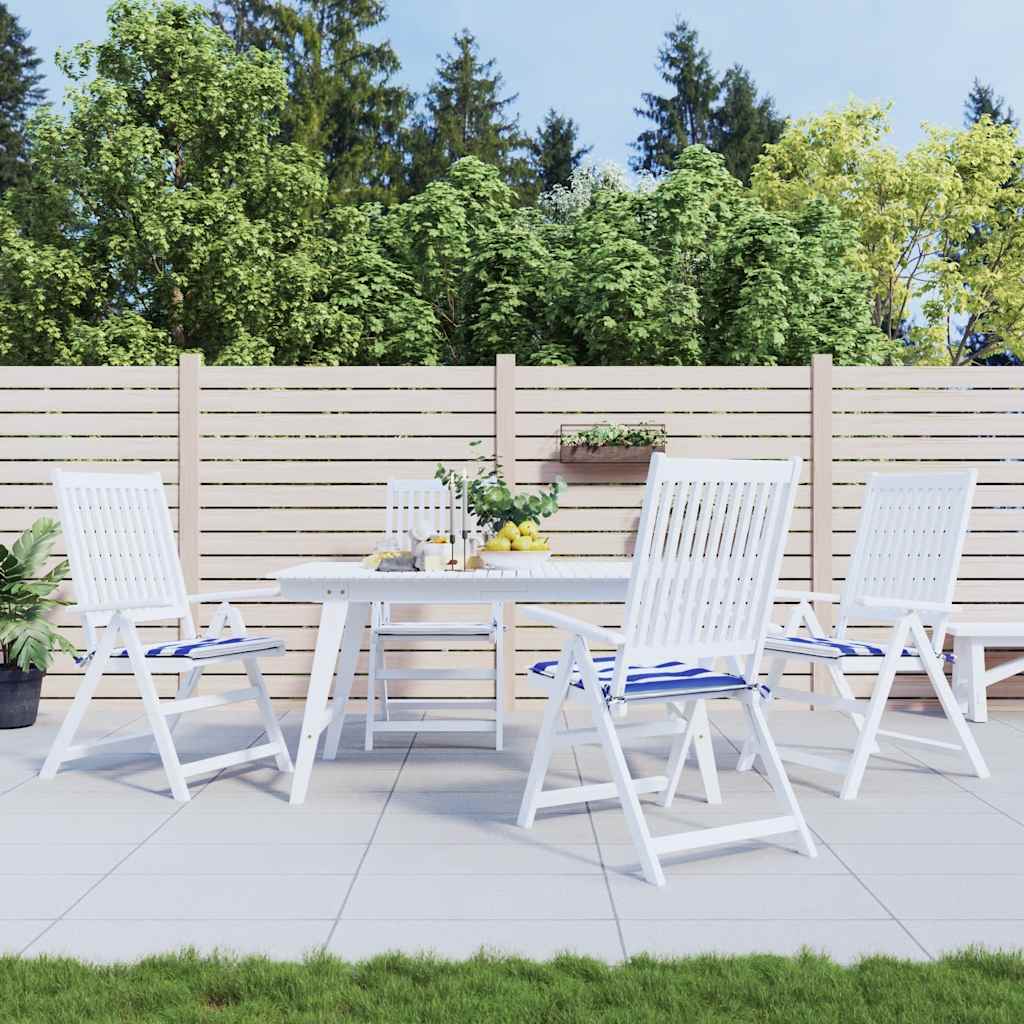 VidaXL coussins de chaise de jardin 4 rayures 40x40x4 cm tissu blanc et bleu