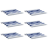 VidaXL coussins de chaise de jardin 6 pcs rayé 40x40x4 cm tissu blanc et bleu