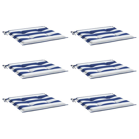 VidaXL coussins de chaise de jardin 6 pcs rayé 40x40x4 cm tissu blanc et bleu