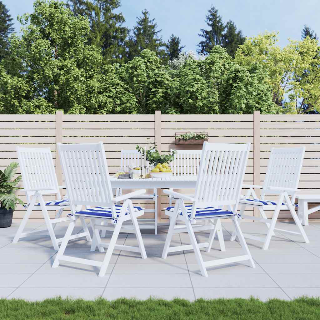 VidaXL coussins de chaise de jardin 6 pcs rayé 40x40x4 cm tissu blanc et bleu