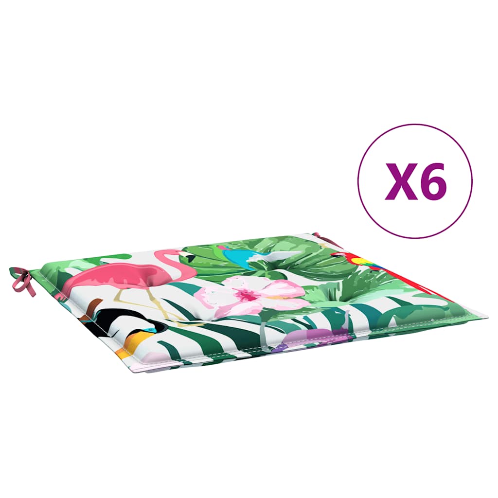 VidaXL coussins de chaise de jardin 6 pcs 40x40x4 cm tissu multicolore