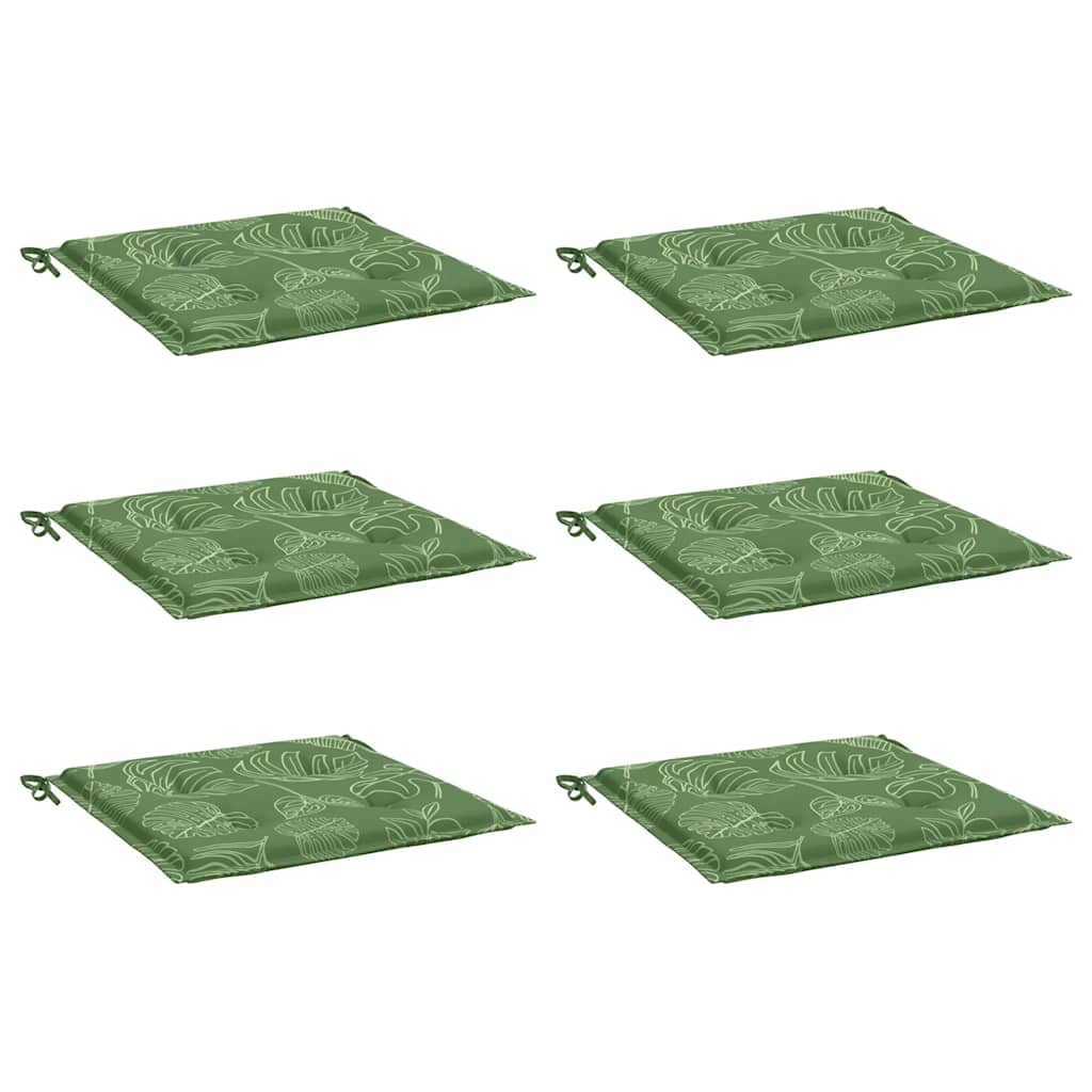 VidaXL coussins de chaise 6 pcs motif feuille 40x40x4 cm tissu