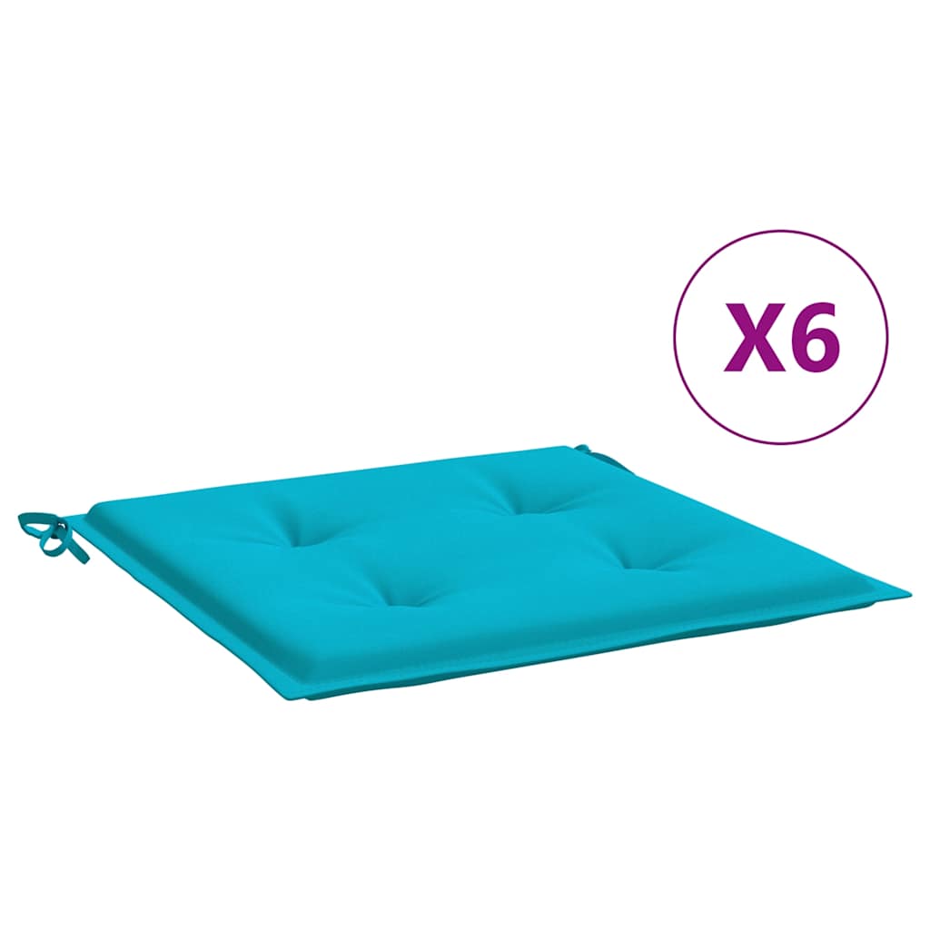 VidaXL coussins de chaise de jardin 6 pcs 40x40x4 cm tissu turquoise