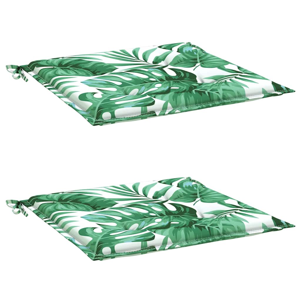 VidaXL coussins de chaise 2 pcs motif feuille 50x50x4 cm tissu