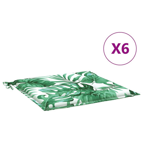 Vidaxl stoelkussens 6 st bladpatroon 50x50x4 cm stof