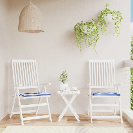 Vidaxx coussins de chaise de jardin 2 pcs rayé 50x50x4 cm tissu blanc et bleu