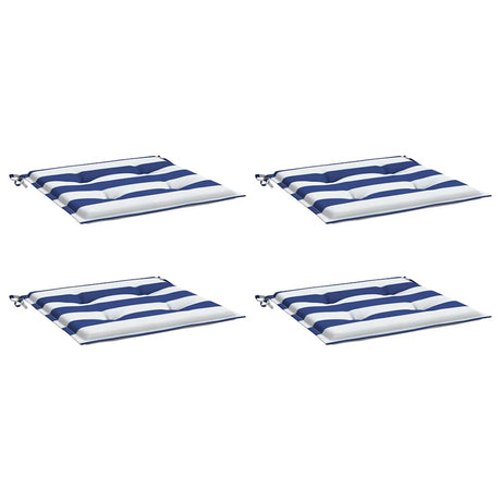 VidaXL coussins de chaise de jardin 4 pcs rayé 50x50x4 cm tissu blanc et bleu