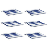 VidaXL coussins de chaise de jardin 6 pcs rayé 50x50x4 cm tissu blanc et bleu